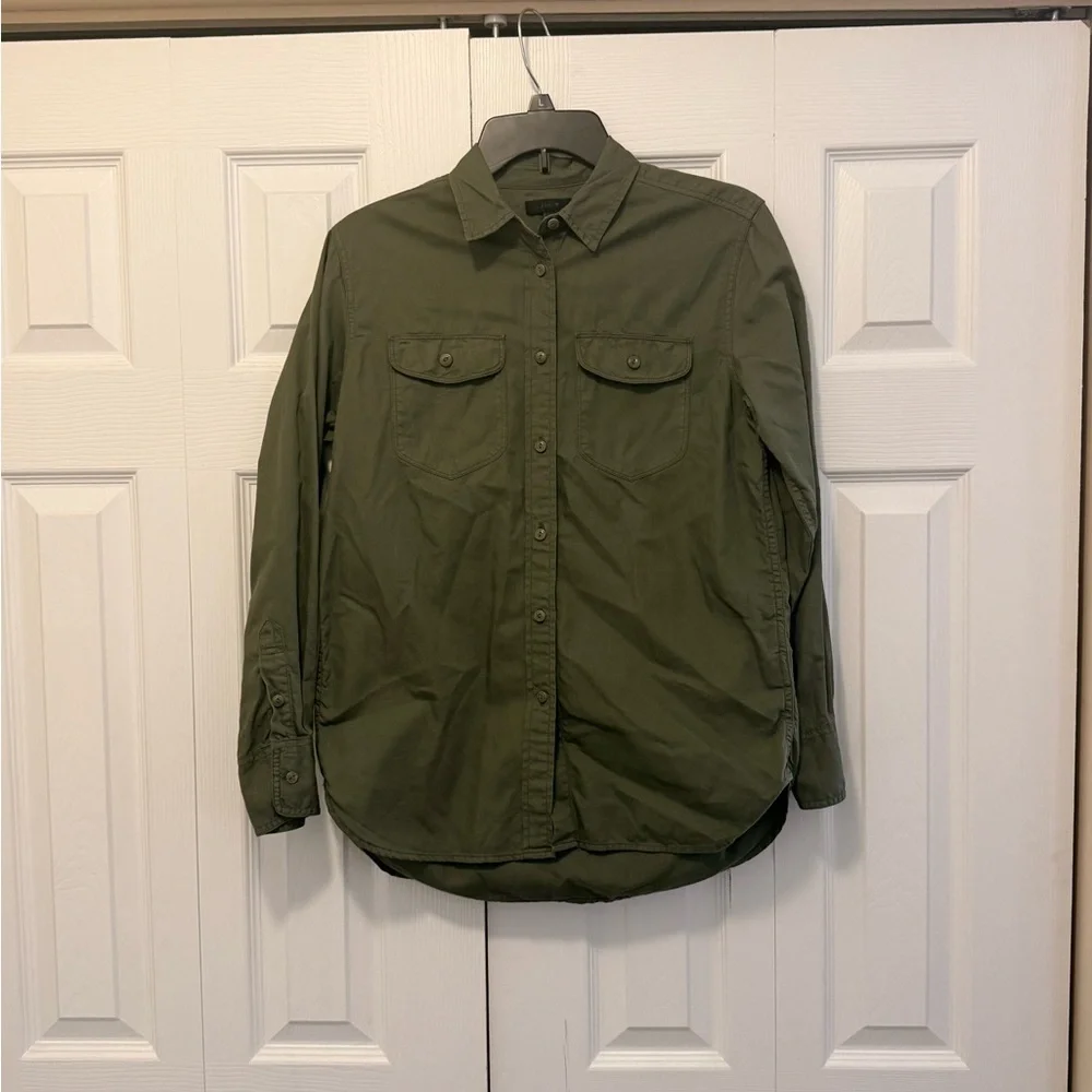 J. Crew Button Down Green Khaki XS Shirt